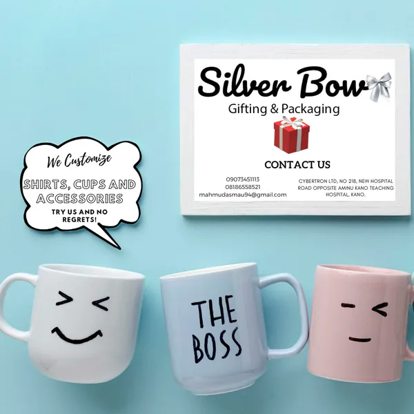 Silver Bow branding shown on a mug